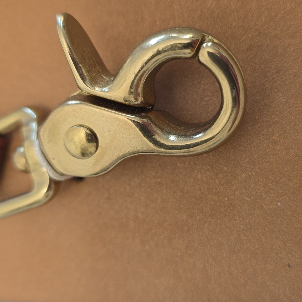 Vintage NIB Coach Trigger Snap Key Fob Chain Brown Leather Brass Hardware - Picture 7 of 17